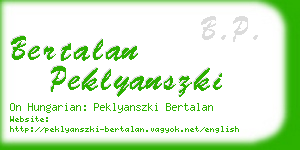 bertalan peklyanszki business card